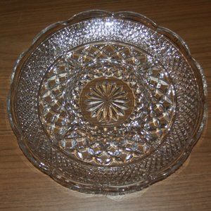 Vintage Clear Glass Chip and Dip Veggie Divided Dish 10.5” Diameter